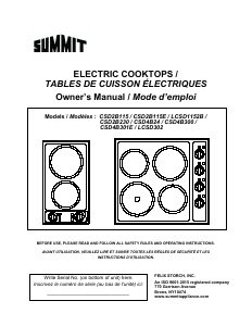 Mode d’emploi Summit CSD2B115 Table de cuisson