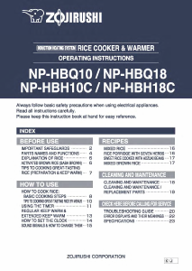 说明书 象印 NP-HBH10C 电饭锅