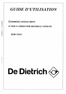 Mode d’emploi De Dietrich DCM110WE1 Cuisinière