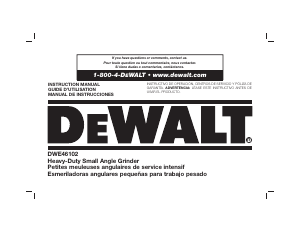 Manual de uso DeWalt DWE46101 Amoladora angular