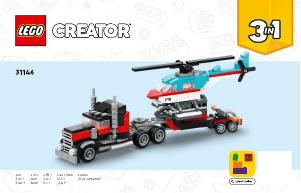 Manual Lego set 31146 Creator Flatbed truck with helicopter