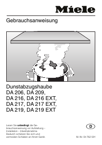 Bedienungsanleitung Miele DA 216 EXT Dunstabzugshaube