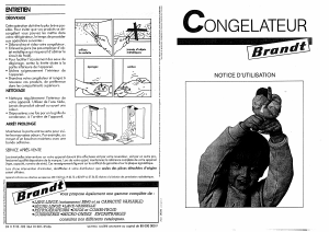 Mode d’emploi Brandt CV280 Congélateur