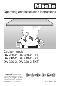 Manual Miele DA 220-2 Cooker Hood