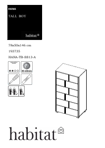 Priročnik Habitat Hana (78x50x146) Predalnik