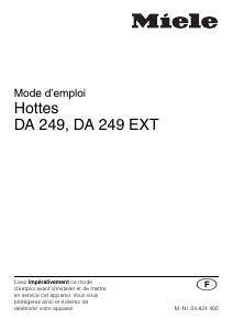 Mode d’emploi Miele DA 249 EXT Hotte aspirante