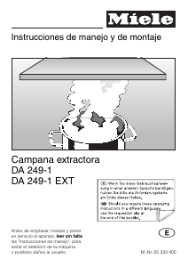 Manual de uso Miele DA 249-1 Campana extractora
