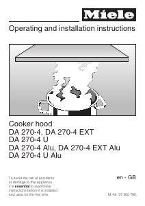 Manual Miele DA 270-4 Cooker Hood