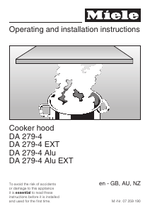 Manual Miele DA 279-4 EXT Cooker Hood