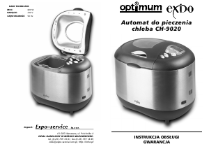 Instrukcja Exido CH-9020 Automat do chleba