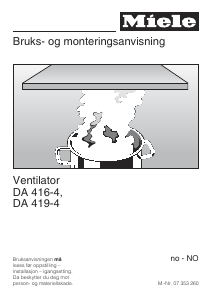 Bruksanvisning Miele DA 416 Kjøkkenvifte