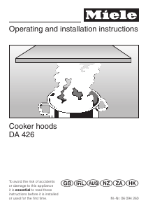 Manual Miele DA 426 Cooker Hood