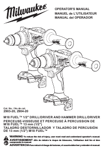 Mode d’emploi Milwaukee 2903-20 Perceuse visseuse