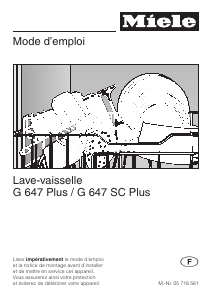 Mode d’emploi Miele G 647 Plus Lave-vaisselle