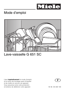 Mode d’emploi Miele G 651 SC Lave-vaisselle