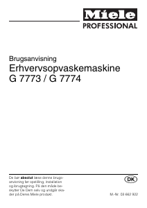 Brugsanvisning Miele G 7773 Opvaskemaskine