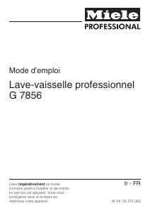 Mode d’emploi Miele G 7856 Lave-vaisselle