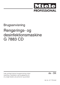 Brugsanvisning Miele G 7883 CD Opvaskemaskine