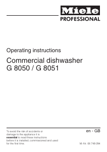 Manual Miele G 8050 U Dishwasher
