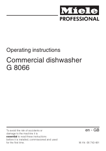 Manual Miele G 8066 Dishwasher