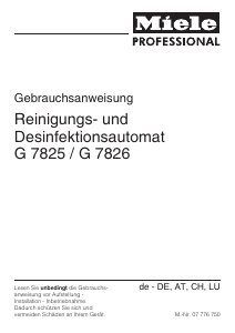 Bedienungsanleitung Miele G 7826 Desinfektionsgerät