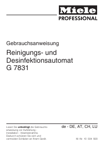 Bedienungsanleitung Miele G 7831 Desinfektionsgerät