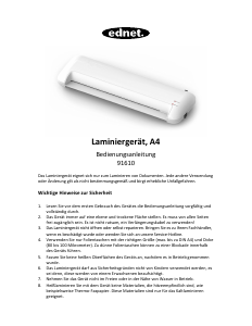 Bedienungsanleitung Ednet 91610 Laminiergerät