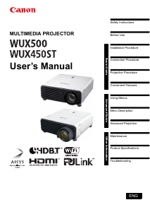 Manual Canon WUX450ST Projector