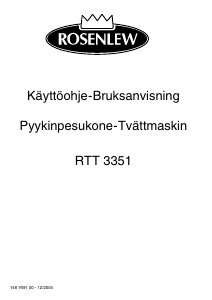 Käyttöohje Rosenlew RTT3351 Pesukone