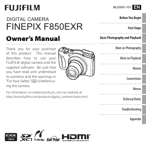 Handleiding Fujifilm FinePix F850EXR Digitale camera