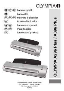 Mode d’emploi Olympia A 396 Plus Plastifieuse