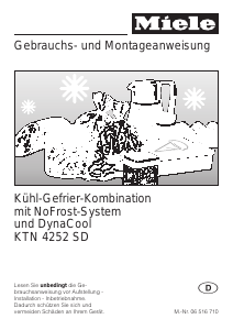 Bedienungsanleitung Miele KTN 4252 SD Kühl-gefrierkombination