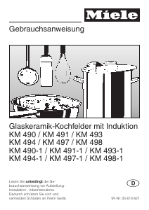 Bedienungsanleitung Miele KM 498-1 Kochfeld