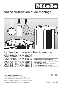 Mode d’emploi Miele KM 5600 Table de cuisson