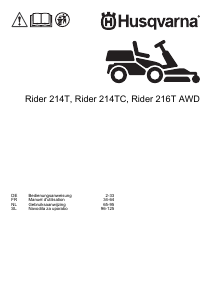 Priročnik Husqvarna R 216T AWD Rider Vrtna kosilnica