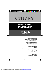 说明书 CitizenCPC-110计算器
