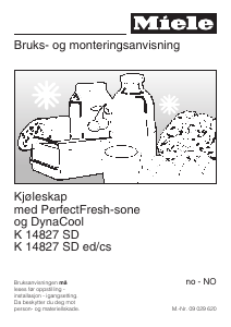 Bruksanvisning Miele K 14827 SD ed/cs Kjøleskap