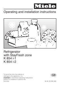 Manual Miele K 854 i-1 Refrigerator