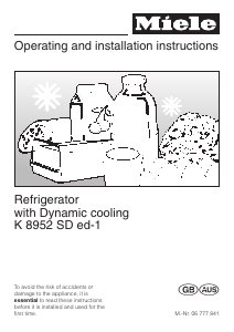 Manual Miele K 8952 SD ed-1 Refrigerator