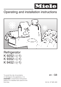 Manual Miele K 9252 i Refrigerator