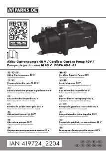 Manuale Parkside PGPA 40-Li A1 Pompa da giardino