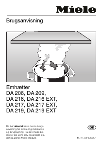 Brugsanvisning Miele DA 219 Emhætte