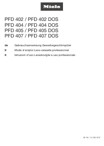Mode d’emploi Miele PFD 402 Lave-vaisselle