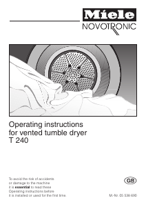 Manual Miele T 240 Dryer