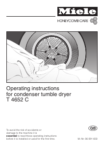 Manual Miele T 4652 C Dryer