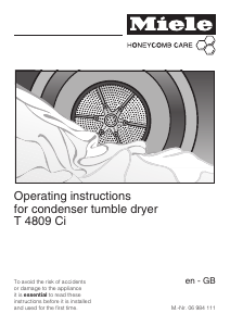 Manual Miele T 4809 Ci Dryer