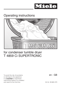 Manual Miele T 4859 Ci Li Dryer
