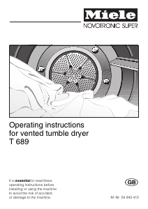 Manual Miele T 689 Dryer
