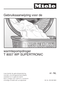 Handleiding Miele T 8007 WP Supertronic Wasdroger