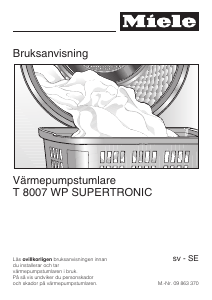 Bruksanvisning Miele T 8007 WP Supertronic Torktumlare